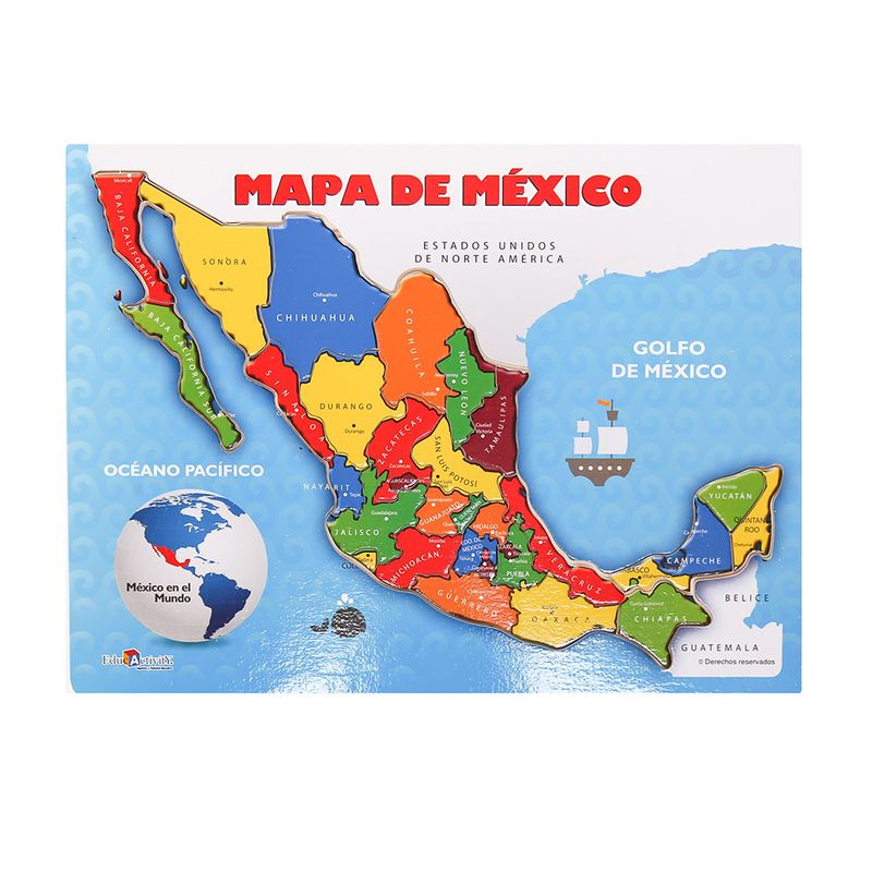 JUEGO MADERA ROMPECABEZAS MAPA DE MEXICO