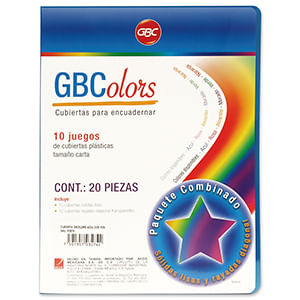 CUBIERTA PLASTICA CARTA AZUL COMBINADAS 20 PIEZAS GBColors