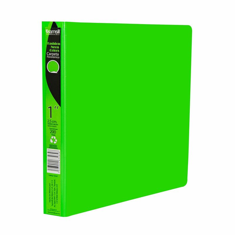 CARPETA ARILLO 1" O VERDE NEON CON VENTANA SAMSILL