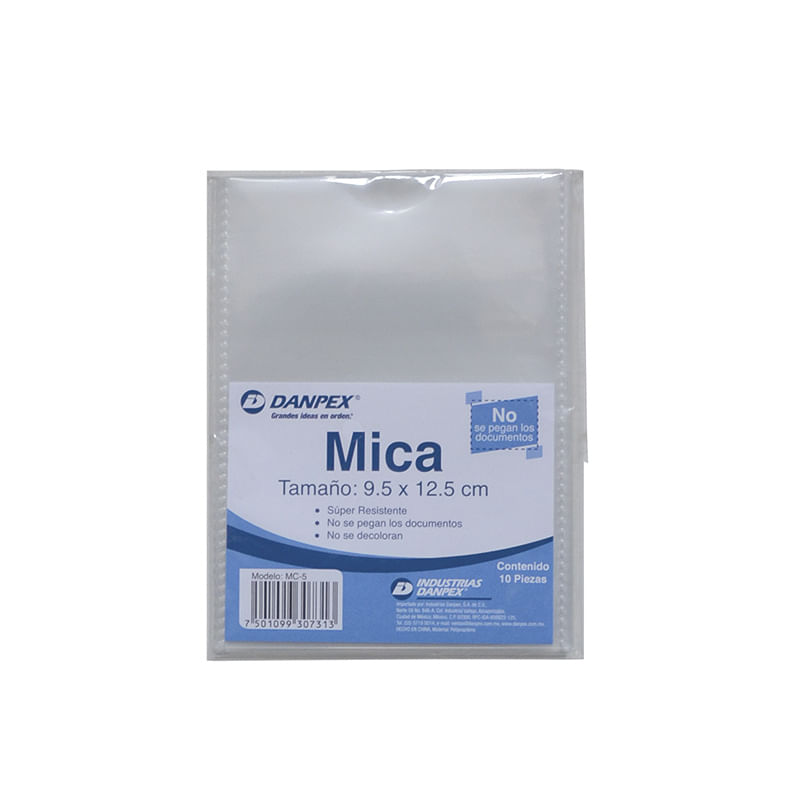 MICA CREDENCIAL No 59 X 12 CM CON 10 PZAS