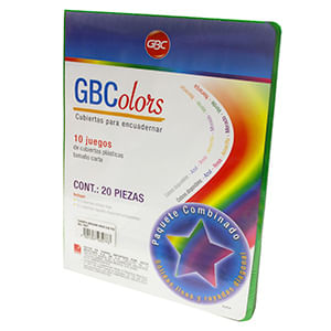 Cubierta Plastica Carta Verde Combinadas 20 Piezas Gbcolors P3277