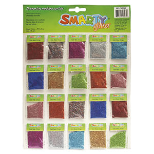 DIAMANTINA MEDIANA 25G COLORES SURTIDOS CON 20 BOLSITAS
