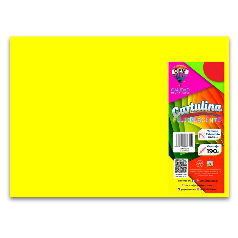 CARTULINA FLUORESCENTE AMARILLO 48X66CM 200G