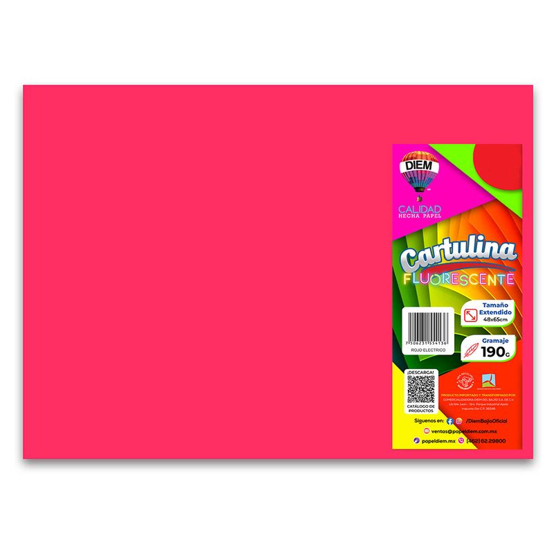 CARTULINA FLUORESCENTE ROJO 48X66CM 200G