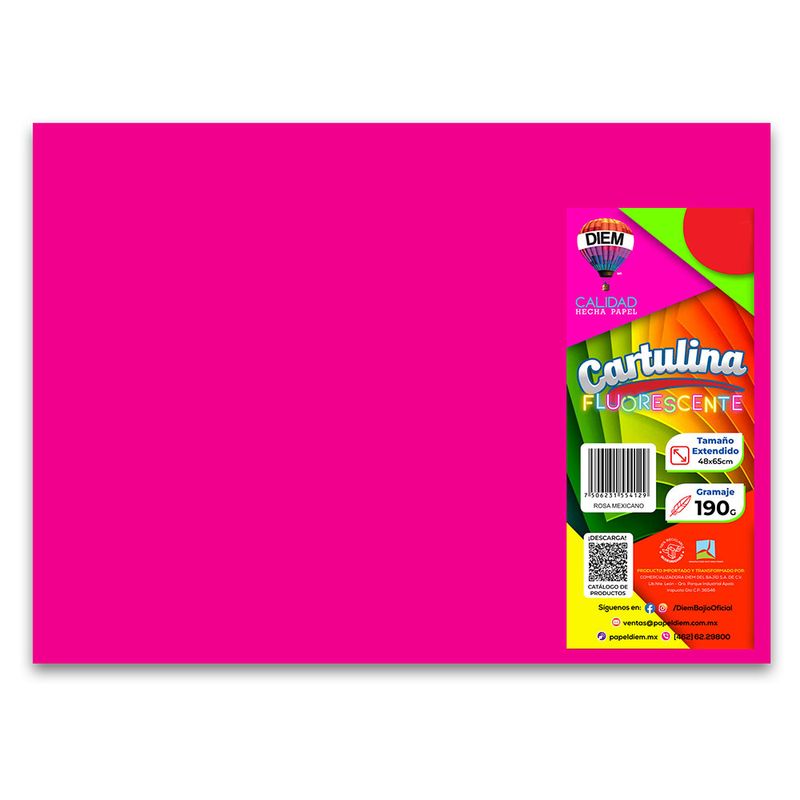 CARTULINA FLUORESCENTE ROSA 48X66CM 200G