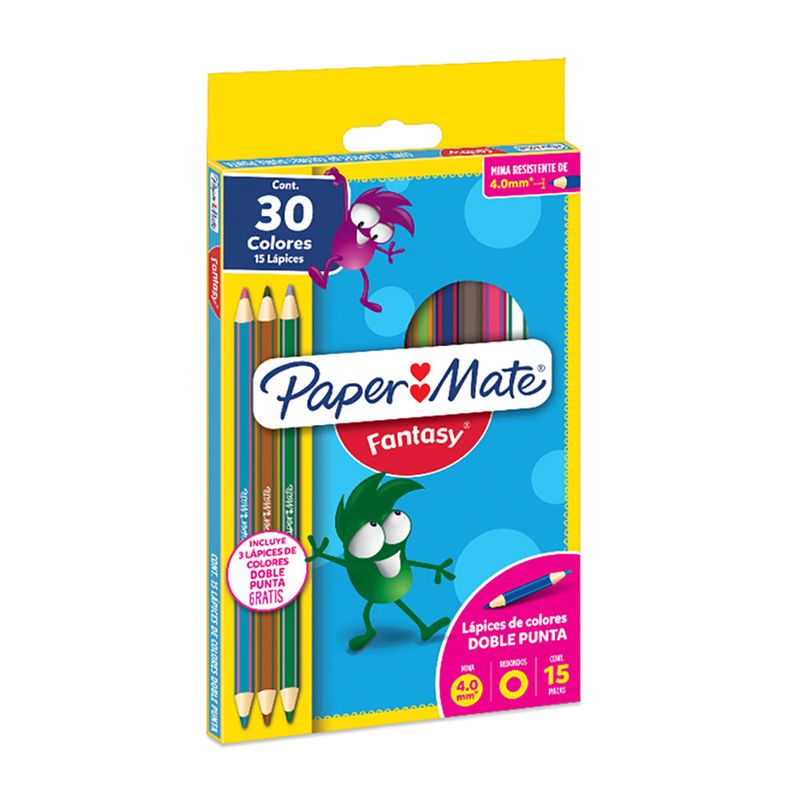 LAPICES DE COLOR 12+3 DOBLE PUNTA FANTASY