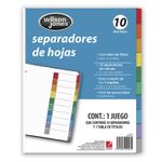 SEPARADOR 10DIV CARTA COLORES SURTIDOS WJ