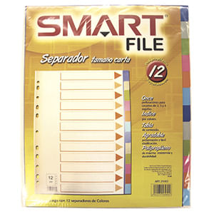 SEPARADOR 12DIV SMART PLASTICO COLORES PASTEL