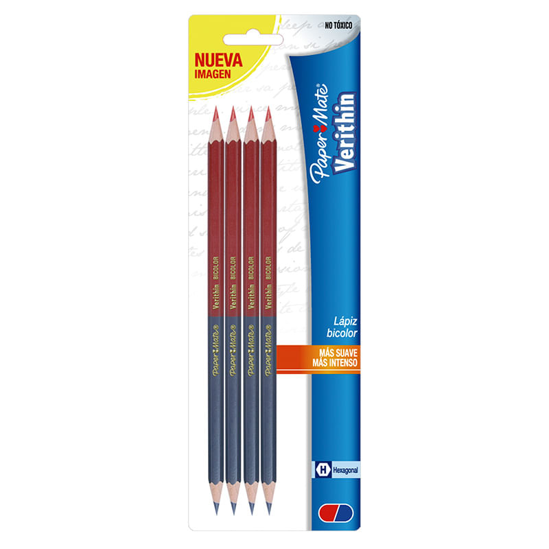 LAPIZ BICOLOR HEXAG DELG VERITHIN CON 4