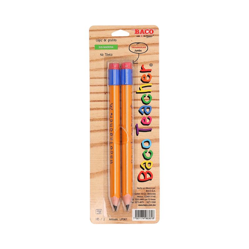 LAPIZ ENTRENADOR DE GRAFITO BACO TEACHER BLT C/2