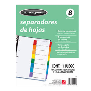 SEPARADOR 8DIV CARTA COLORES SURTIDOS WJ