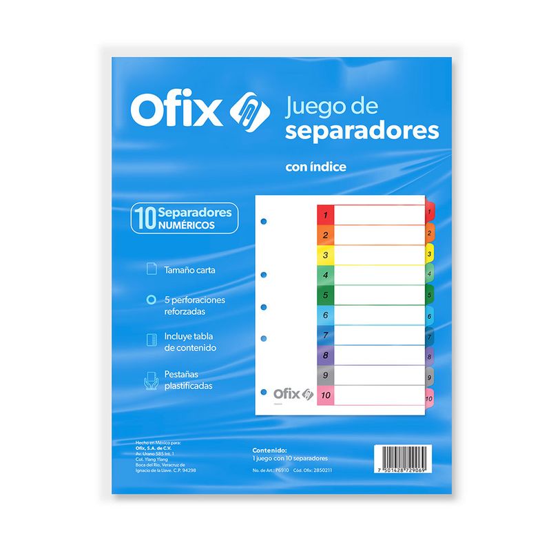 SEPARADOR OFIX 10DIV NUMERICO