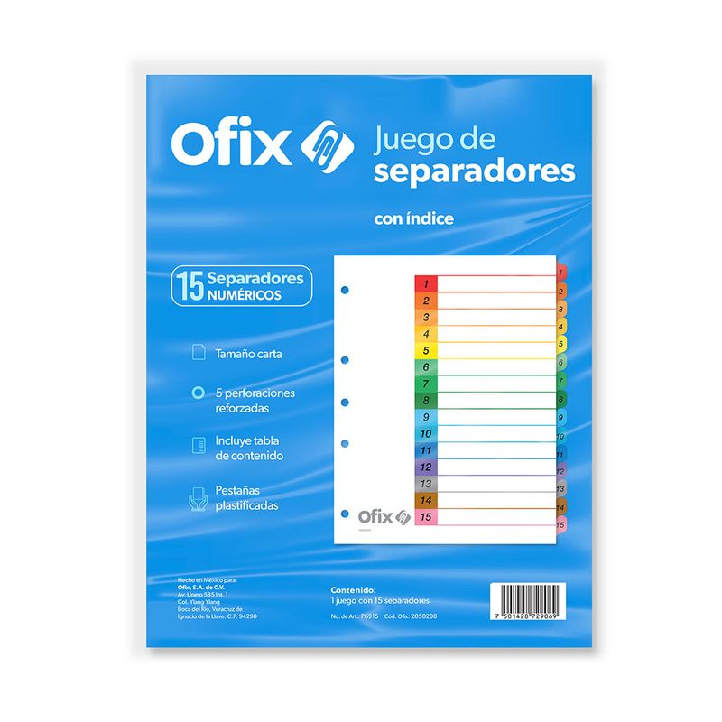SEPARADOR OFIX 15DIV NUMERICO
