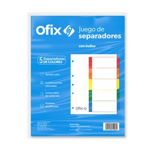 Separador Ofix 5Div Colores P6917