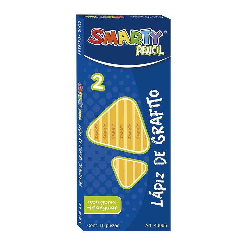 LAPIZ GRAFITO CON GOMA #2 TRIANGULAR SMART PLUS CJA CON 10