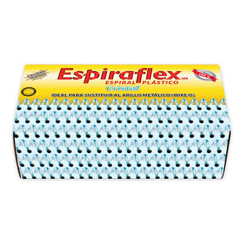 ESPIRAL PLASTICO 10MM CRISTAL CON 100PZAS ESPIRAFLEX