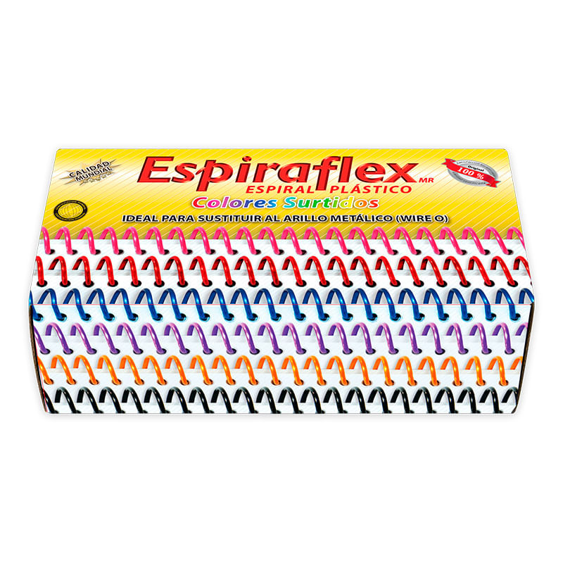 ESPIRAL PLASTICO 15MM COLORES CON 55PZAS ESPIRAFLEX