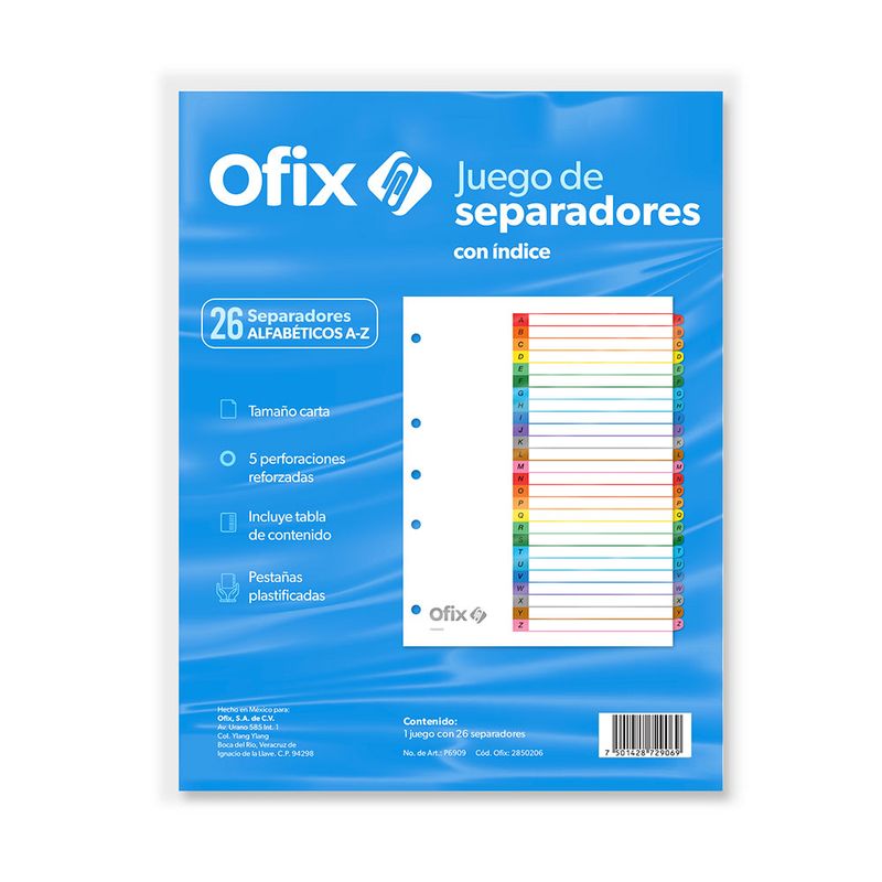 SEPARADOR OFIX ALFABETICO A-Z