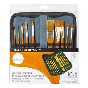 Estuche De Pinceles Profesional Taklon Mango Corto Con 10 Simply 68421