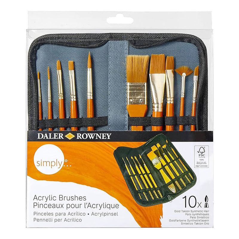 ESTUCHE 10 PINCELES GOLD TAKLON SIMPLY