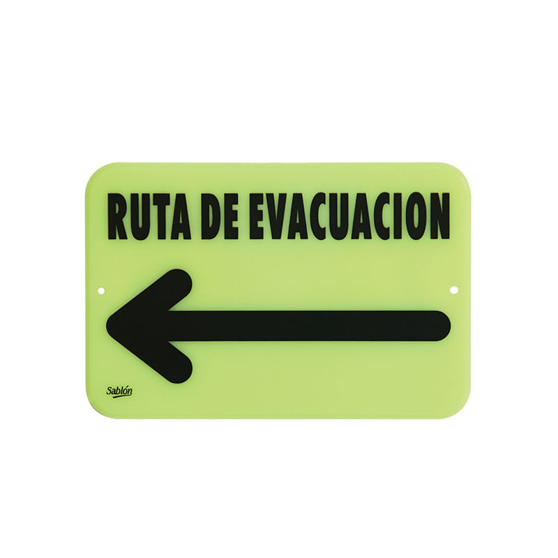 Señal Fosforescente Ruta Evacuacion Izquierda 22.8X15.2Cm 306.7938