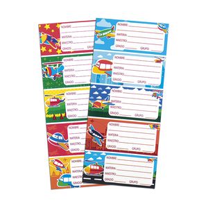 Etiqueta Escolar Aviones  Bolsa C/2 Etc0Bcs11