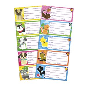 Etiqueta Escolar Mascotas Bolsa C/2 Etc0Bcs07