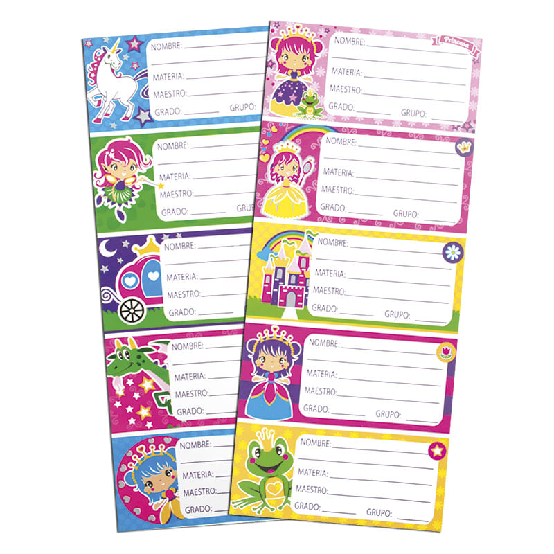 ETIQUETA ESCOLAR PRINCESAS BOLSA C/2