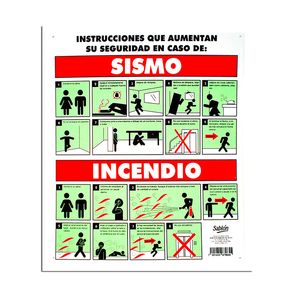 Señal Vinil Que Hacer Caso Sismo O Incendio 34X40Cm 306.7965