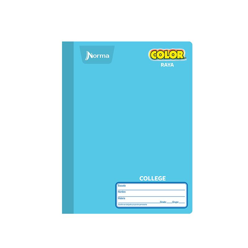 CUADERNO COSIDO COLLEGE 100H RAYAS NORMA COLOR