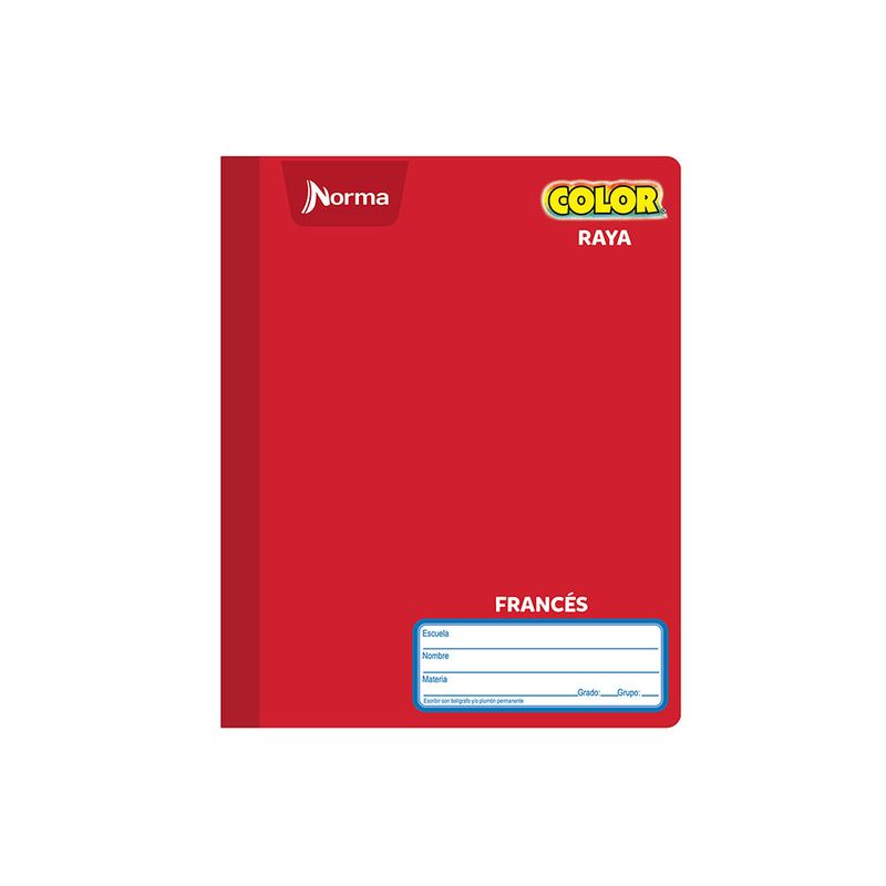CUADERNO COSIDO FRANCES 100H RAYAS NORMA COLOR