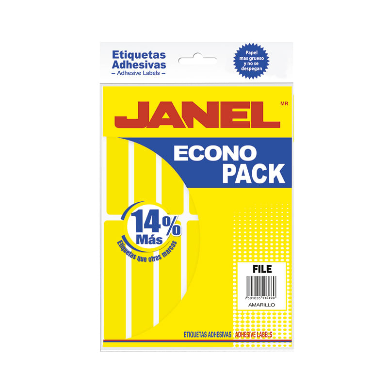 ETIQUETA FLUORESCENTE ECO PACK AMARILLO No20 FILE 20X105 C/112