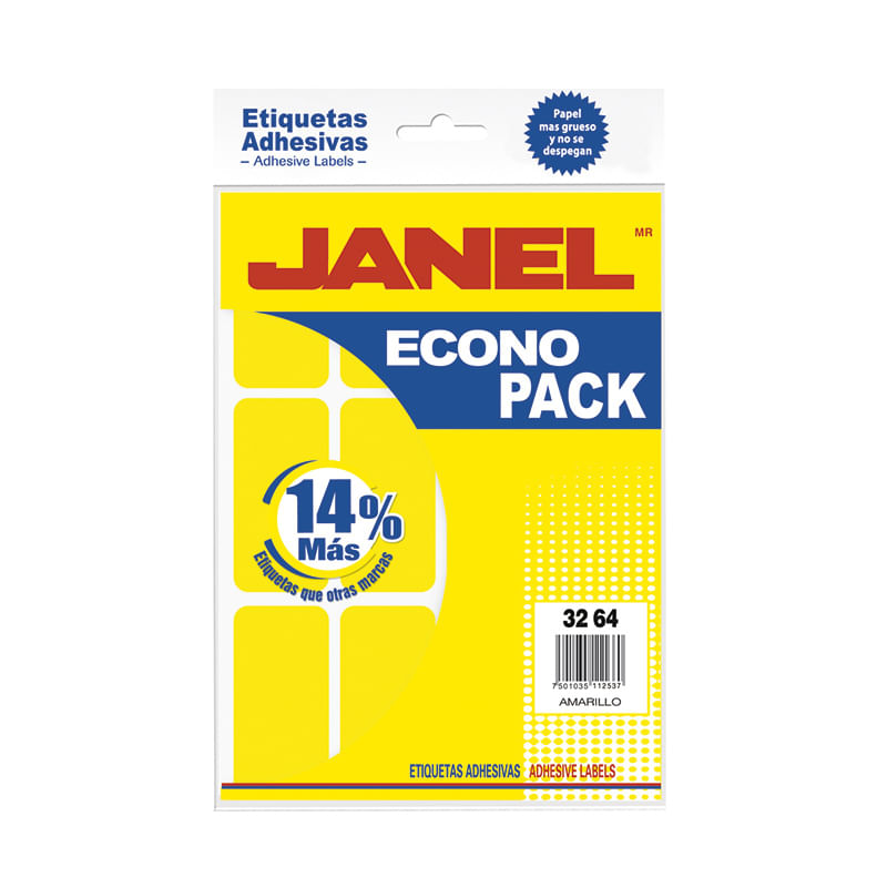 ETIQUETA FLUORESCENTE ECO PACK AMARILLO No24 32X64 C/96