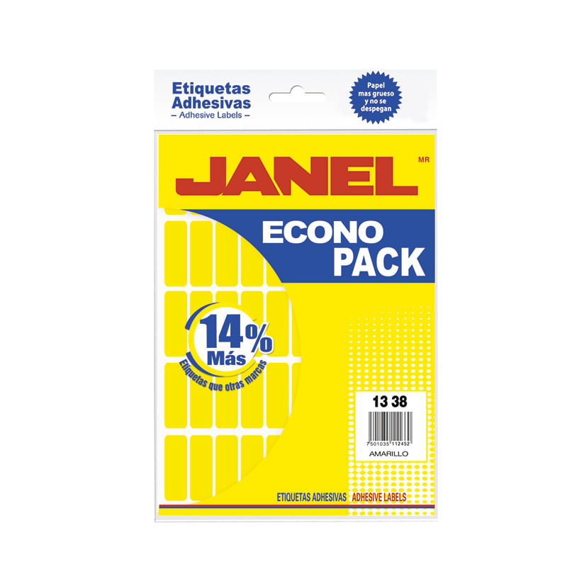 ETIQUETA FLUORESCENTE ECO PACK AMARILLO No6 13X38 C/400