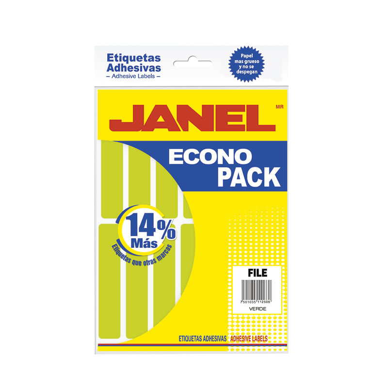 ETIQUETA FLUORESCENTE ECO PACK VERDE No20 FILE 20X105 C/112