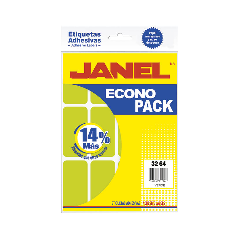 ETIQUETA FLUORESCENTE ECO PACK VERDE No24 32X64 C/96