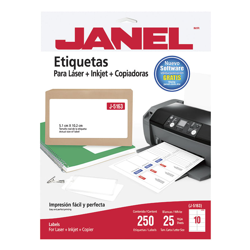 ETIQUETA LASER 108 BLANCA 2"X4"  PTE 25 HJS