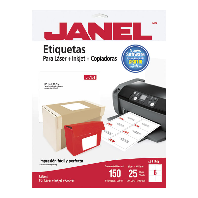 ETIQUETA LASER 108 BLANCA 3 1/3"X4" PTE CON 25 HJS