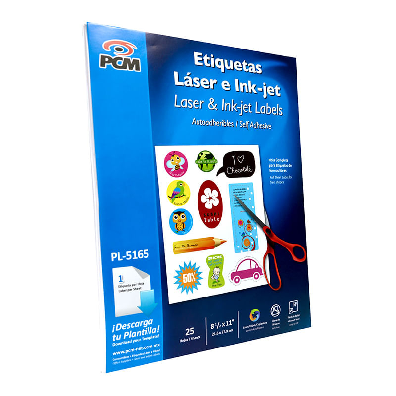 ETIQUETA LASER 108 BLANCA CARTA CON 25 HJS PCM