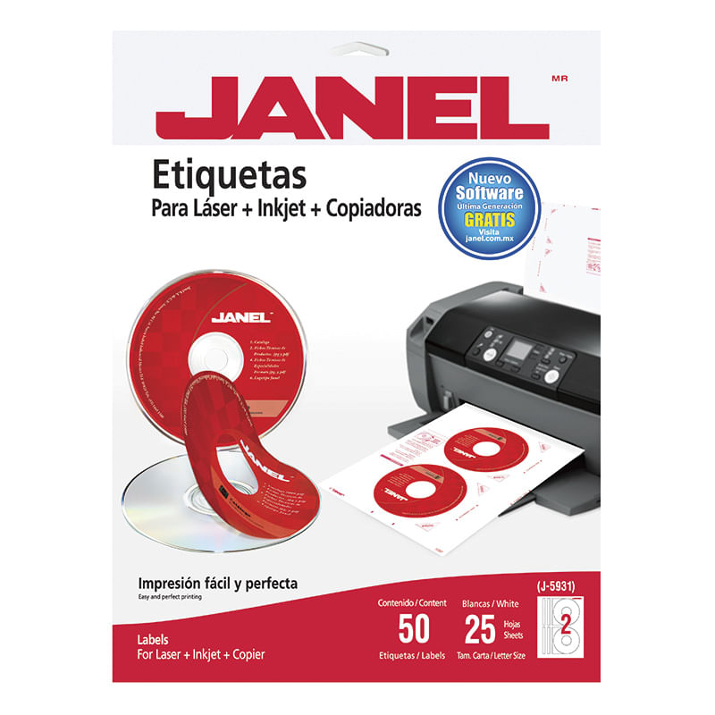 ETIQUETA LASER 108 BLANCA PARA CD PTE CON 25HJS