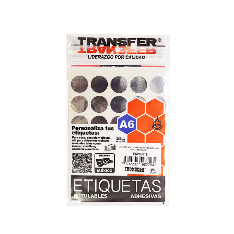 ETIQUETA REDONDA 19MM PLATA METALICO
