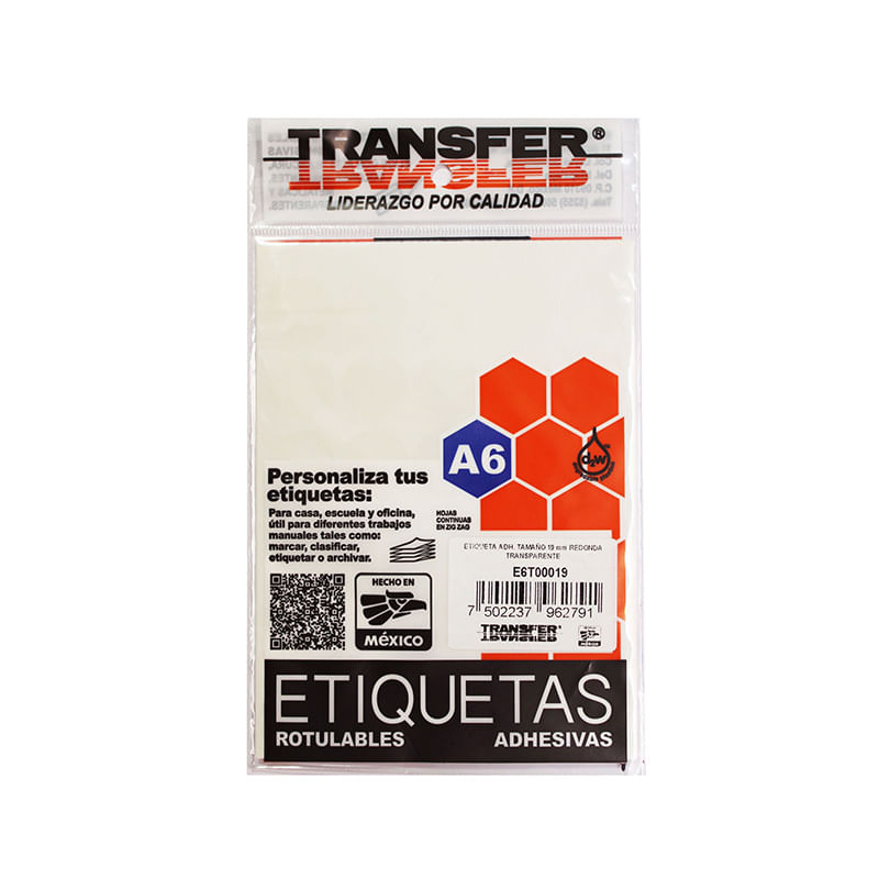 ETIQUETA REDONDA 19MM TRANSPARENTE