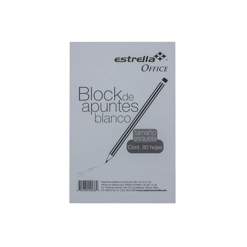 BLOCK NOTAS BLANCO ESQUELA 80HJS