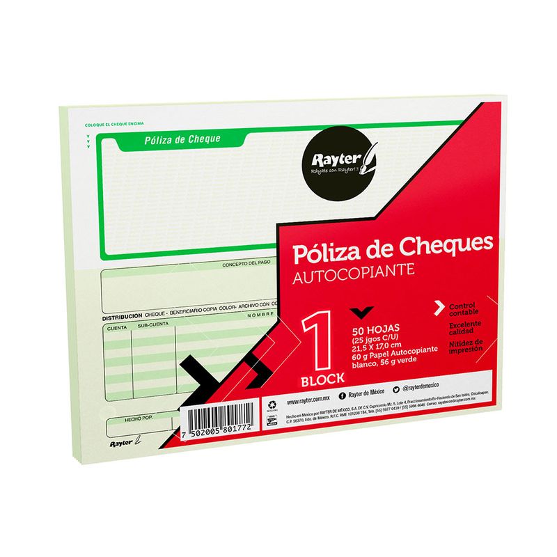 BLOCK POLIZA CHEQUE AUT 1/2OF C/25 JUEGOS