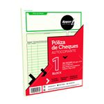 BLOCK POLIZA CHEQUE DUP CARTA C/25 JUEGOS