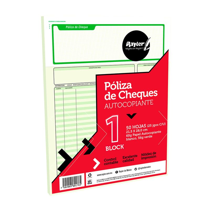BLOCK POLIZA CHEQUE DUP CARTA C/25 JUEGOS