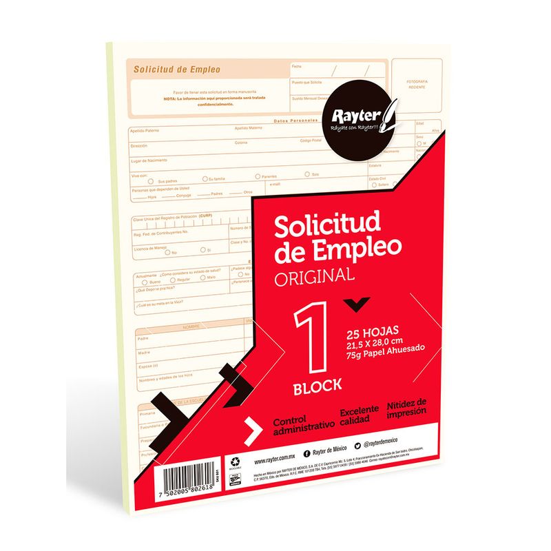 BLOCK SOLICITUD EMPLEO CARTA C/25HJS