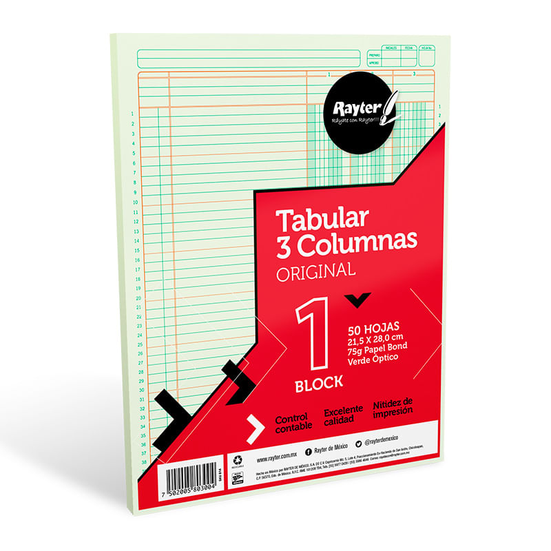 BLOCK TABULAR 3COL C/CONC CARTA C/50H