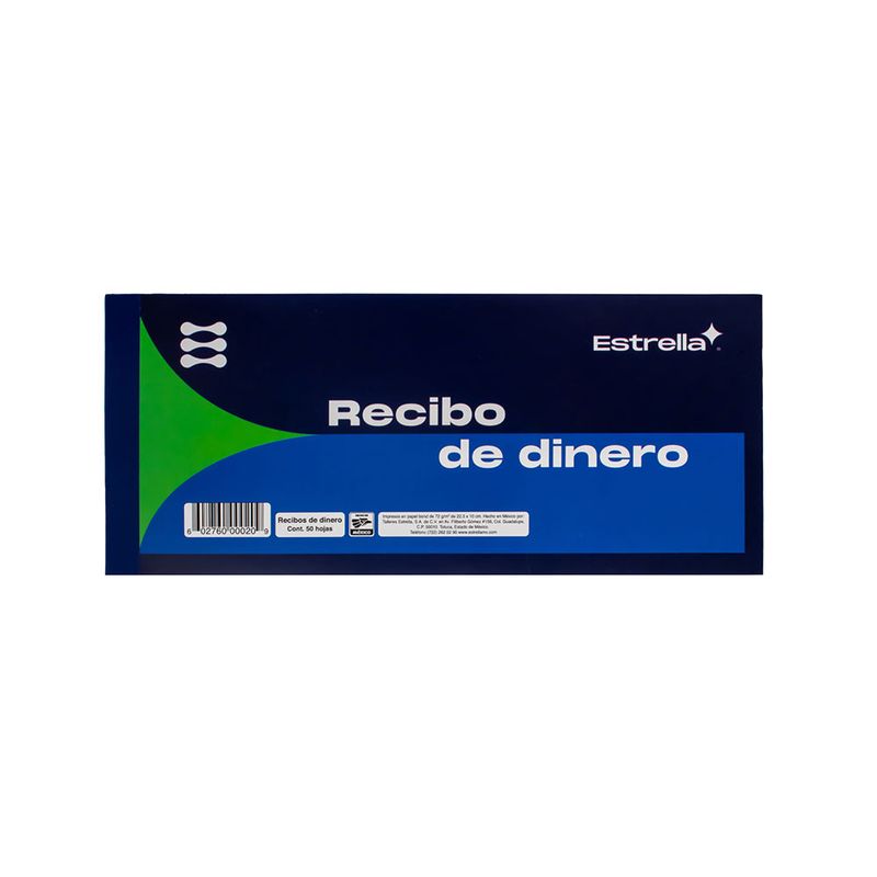 BLOCK RECIBO DE DINERO AZUL C/50HJS