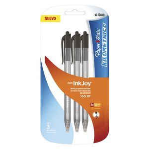Boligrafo Mediano Retractil Negro Con 3 Kilometrico 100Rt La3579